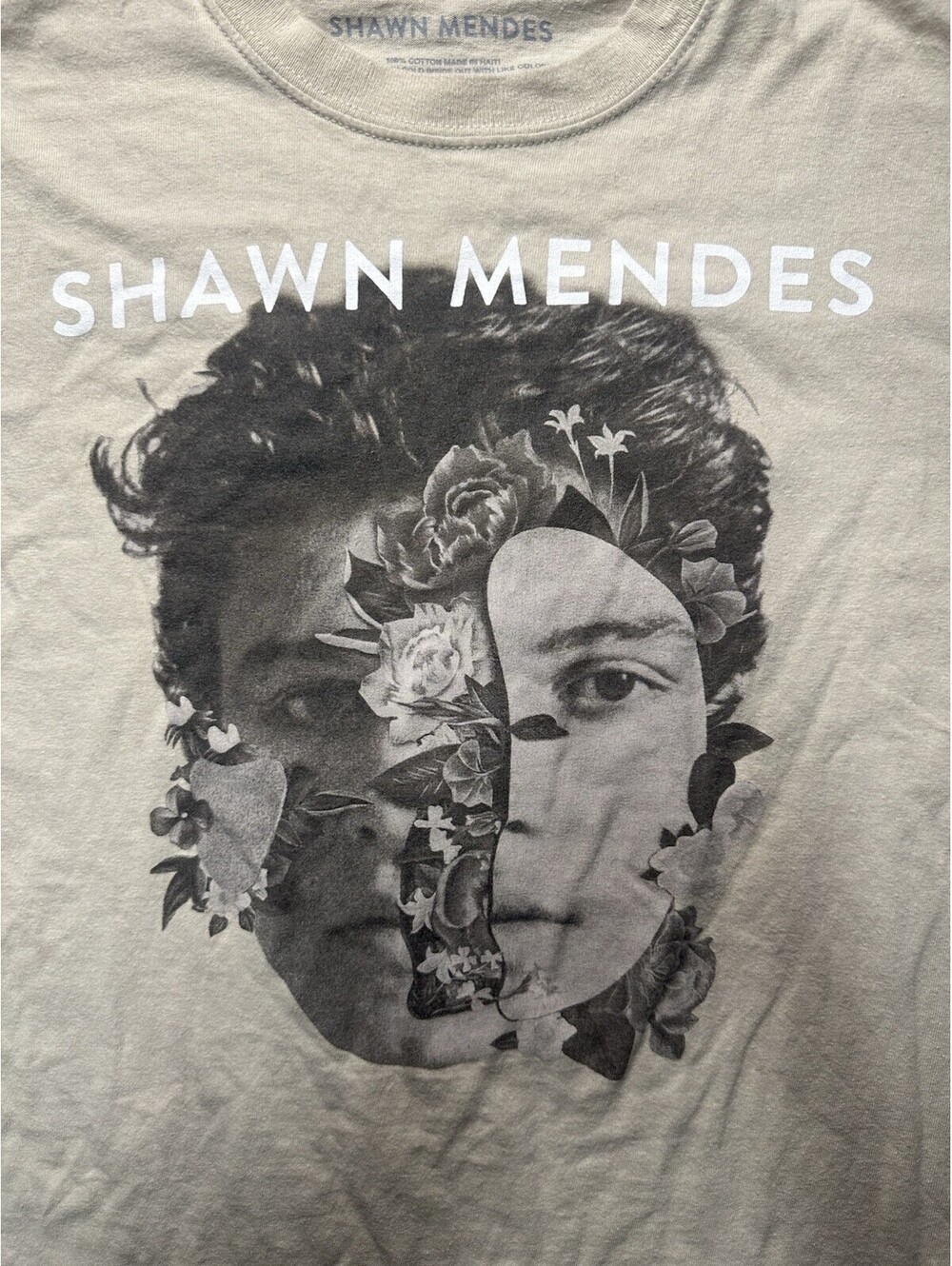 Shawn Mendes Graphic T Shirt Mens Large Beige Official Merch Pop Music Tee
